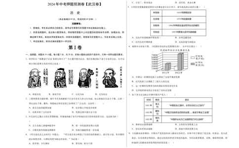 2024年中考押题预测卷（武汉卷）-历史（考试版）A3_初中全科电子版试卷练习试题_历史_2024中考模拟题历史(1)_押题预测