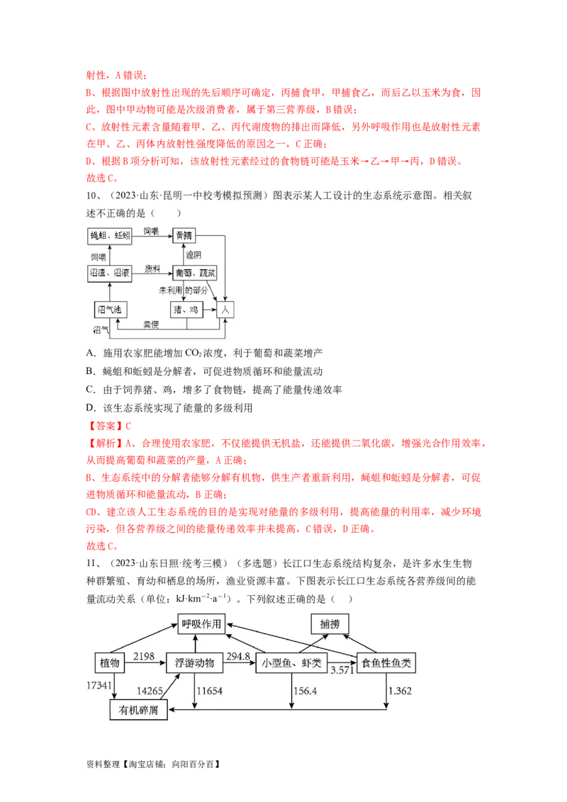 专题30生态系统的结构与能量流动（精练）（解析版）_新高考复习资料_2024年新高考复习资料_一轮复习资料_完备战2024年高考生物一轮复习串讲精练（新高考专用）_精练_解析版