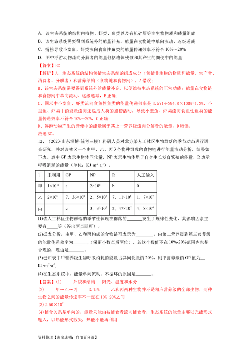 专题30生态系统的结构与能量流动（精练）（解析版）_新高考复习资料_2024年新高考复习资料_一轮复习资料_完备战2024年高考生物一轮复习串讲精练（新高考专用）_精练_解析版