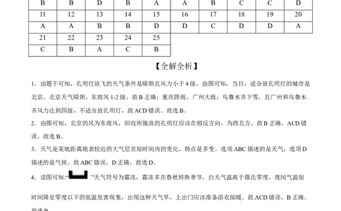 2022年全国名校七年级单元测试仿真卷&middot;地理卷（十五）（全解全析）_初中全科电子版试卷练习试题_地理_人教地理7上试题试卷_人教地理7年级上专项练习17份