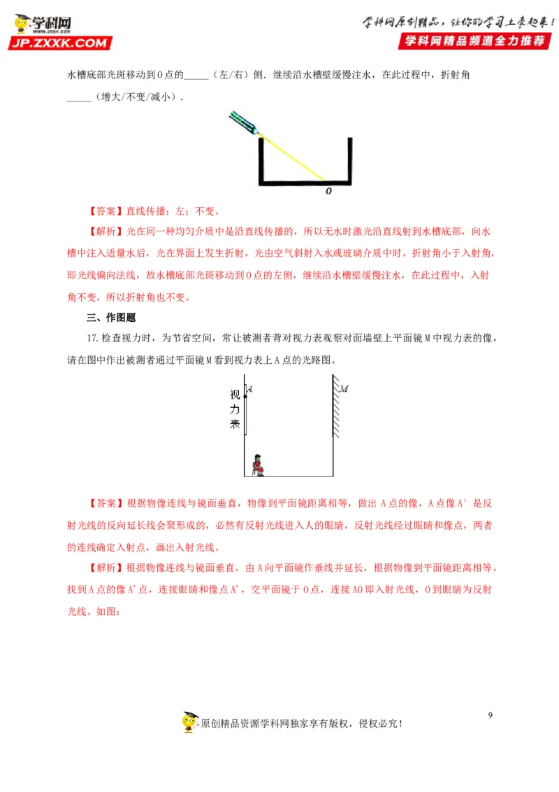 第二单元光现象过关测试-2022年中考物理一轮单元复习过过过（全国通用）（解析版）_8、物理总复习_8.中考物理总复习_2022年中考复习资料
