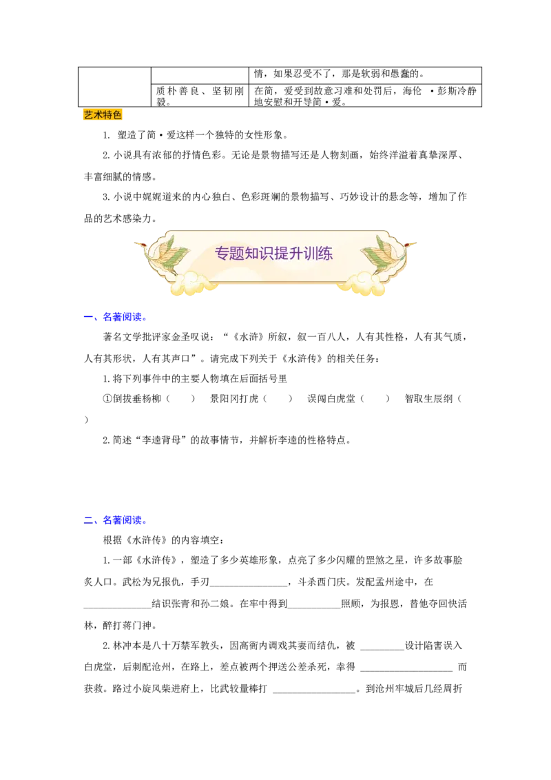 专题13名著阅读（难点）-九年级语文期末考试划重点（部编版）（原卷版）_初中全科电子版试卷练习试题_语文_9上初中部编版语文练习、试卷_部编语文九年级上专项练习（046份）