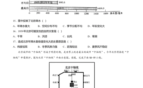 专题05祖国的首都&mdash;&mdash;北京专项训练-（人教版）（原卷版）_初中全科电子版试卷练习试题_地理_人教地理8下试题试卷_人教地理8年级下专项练习14份