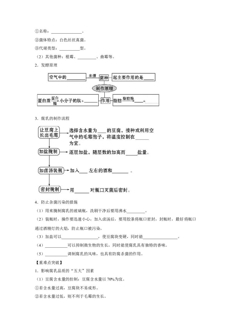 专题32传统发酵技术的应用（教师版）_新高考复习资料_2023年新高考复习资料_二轮复习_增分要点2023高考生物二轮复习专题解读和分层训练291073137_专题32传统发酵技术的应用