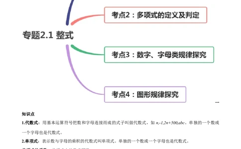 2.1整式讲练（原卷版）（人教版）_初中全科电子版试卷练习试题_数学_7上初中人教版数学练习、试卷24新版已更新_人教数学七年级上课时练习（109份）