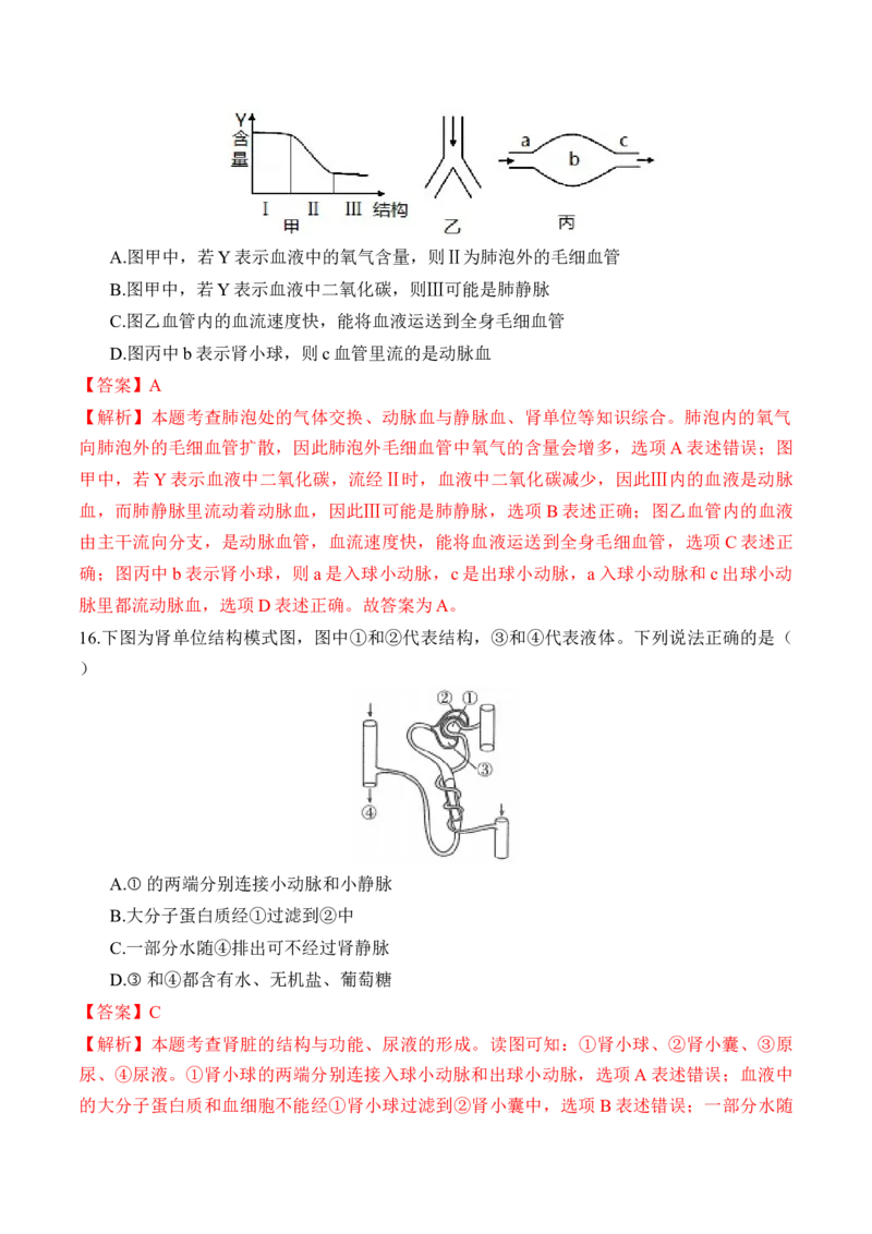 2024年中考押题预测卷（武汉卷）-生物（全解全析）_初中全科电子版试卷练习试题_生物_2024中考模拟题生物(1)_押题预测
