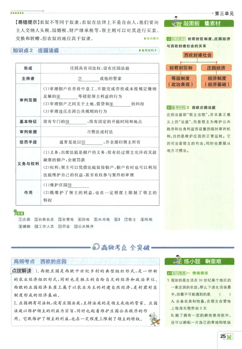 2025版《初中必刷题》历史RJ9上-狂K重点_初中全科电子版试卷练习试题_25初中必刷题_2025版《初中必刷题》历史RJ9上