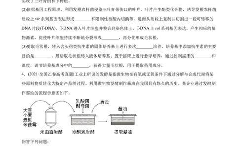 专题18生物技术实践-2021年高考生物真题与模拟题分类训练（学生版）_新高考复习资料_2023年新高考复习资料_一轮复习_2023年新高考大一轮复习讲义