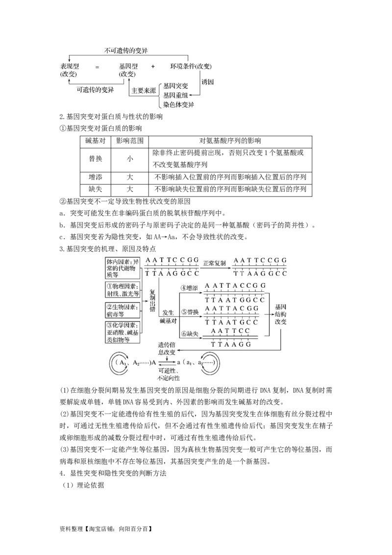 专题20基因突变和基因重组（串讲）（解析版）_新高考复习资料_2024年新高考复习资料_一轮复习资料_完备战2024年高考生物一轮复习串讲精练（新高考专用）_串讲_解析版