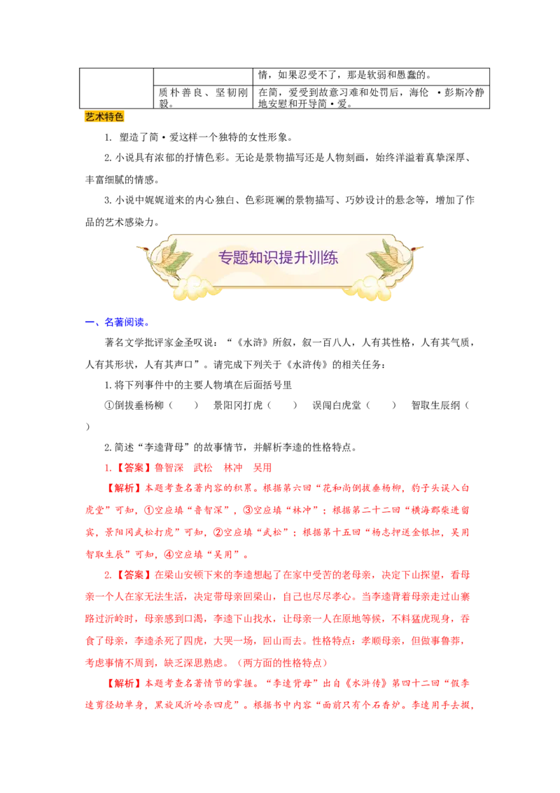 专题13名著阅读（难点）-九年级语文期末考试划重点（部编版）（解析版）_初中全科电子版试卷练习试题_语文_9上初中部编版语文练习、试卷_部编语文九年级上专项练习（046份）