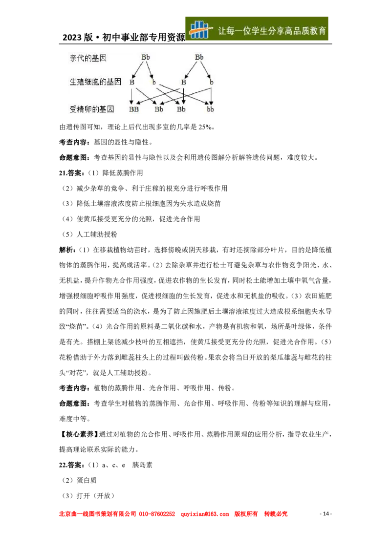 生物&mdash;&mdash;山东省淄博市pdf版，含答案全解全析(1)_山东历年中考真题_山东省历年中考真题2013~2024_初中生物历年真题（2013-2024）