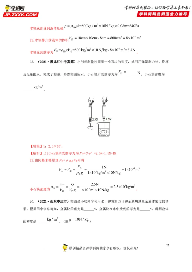 第十三单元密度、压强和浮力综合真题训练（解析版）_8、物理总复习_8.中考物理总复习_2022年中考复习资料