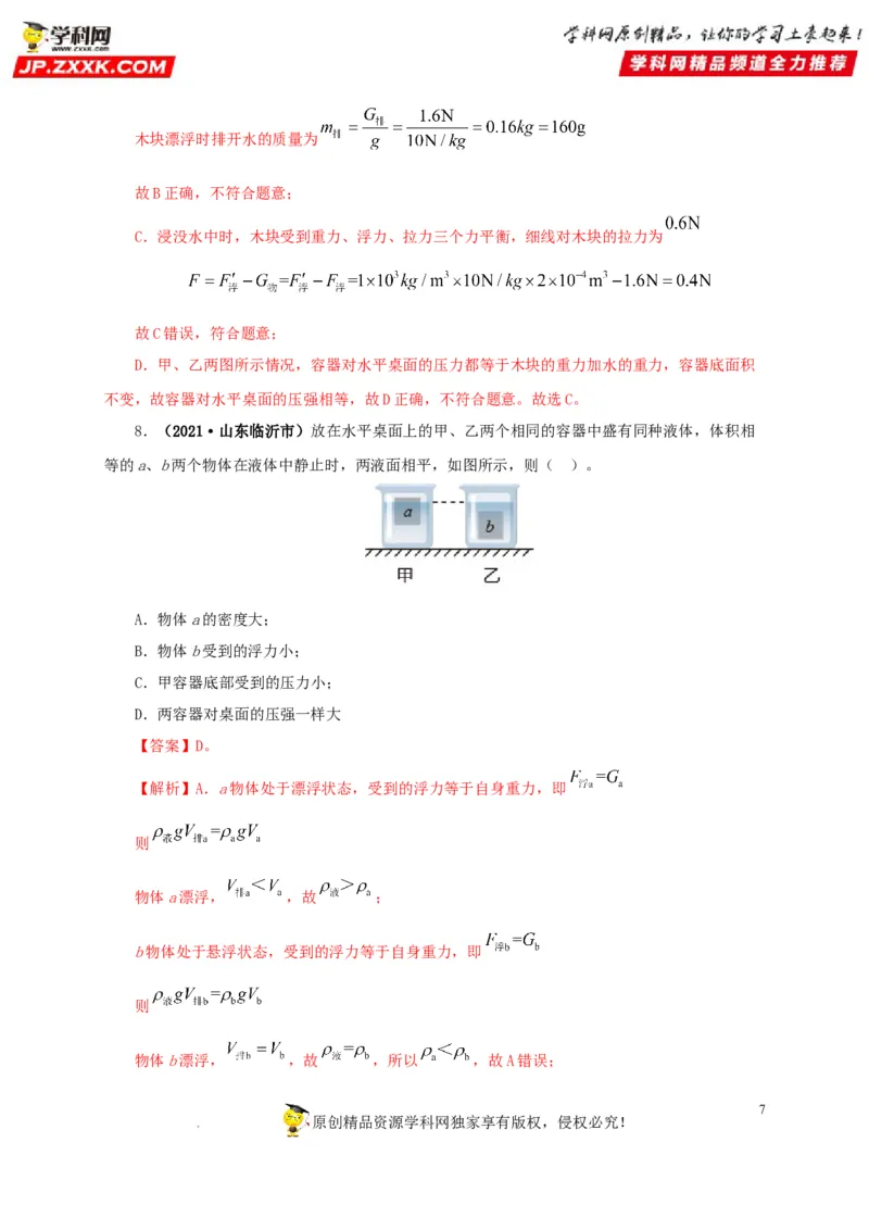 第十三单元密度、压强和浮力综合真题训练（解析版）_8、物理总复习_8.中考物理总复习_2022年中考复习资料