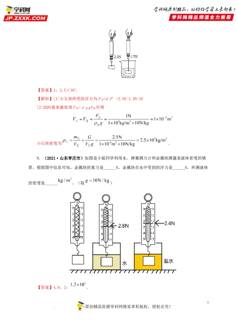 第十二单元浮力真题训练（解析版）_8、物理总复习_8.中考物理总复习_2022年中考复习资料_2022年中考一轮物理单元复习过过过（全国通用）学科网名师堂267298375