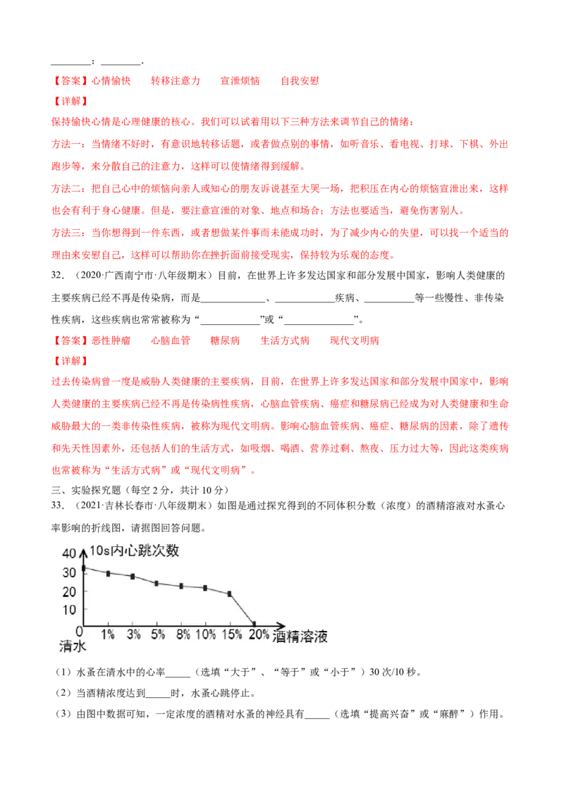 06了解自己增进健康B卷（解析版）_初中全科电子版试卷练习试题_生物_生物8下练习_人教生物8年级下单元试卷38份_第3套八年级生物下册单元试卷（人教版）06份