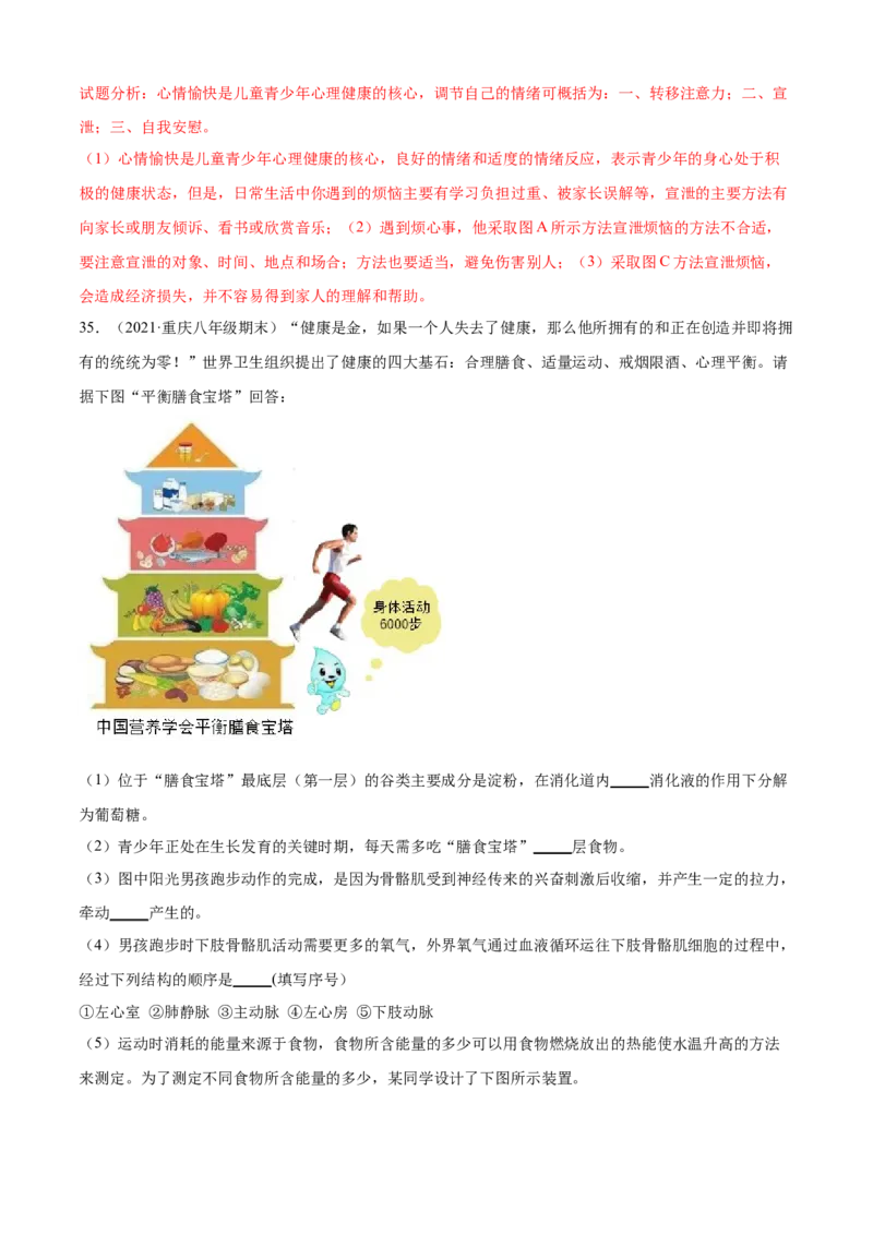 06了解自己增进健康B卷（解析版）_初中全科电子版试卷练习试题_生物_生物8下练习_人教生物8年级下单元试卷38份_第3套八年级生物下册单元试卷（人教版）06份
