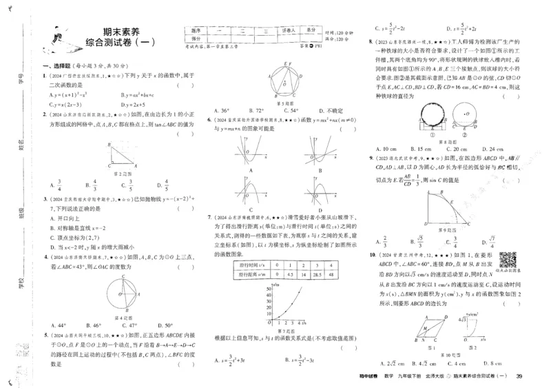 2025春53初中试卷数学北师版9年级下册_初中全科电子版试卷练习试题_初中全科《53中考试卷》2025版（多版本）_2025版53初中试卷789年级数学北师版上下册(1)