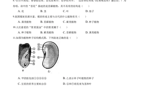 3.1章末检测（原卷版）_初中全科电子版试卷练习试题_生物_生物人教版7上练习&mdash;24新版已更新_人教生物7年级上单元试卷36份_第3套七年级生物上册单元试卷（人教版）06份