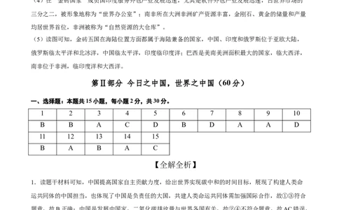 2022年全国名校七年级单元测试仿真卷&middot;地理卷（十七）（全解全析）_初中全科电子版试卷练习试题_地理_人教地理7上试题试卷_人教地理7年级上专项练习17份