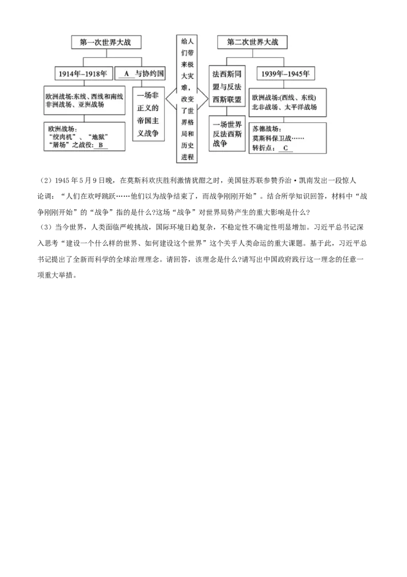 2021年山东省泰安市中考历史试题（原卷版）_山东历年中考真题_山东省历年中考真题2013~2024_初中历史历年真题（2013-2024）