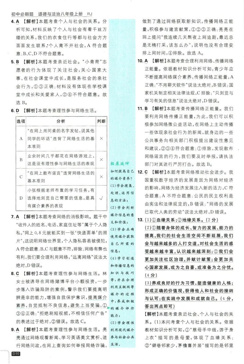 2025版《初中必刷题》道法RJ8上-批注式详答与详析_初中全科电子版试卷练习试题_25初中必刷题_2025版《初中必刷题》道法RJ8上