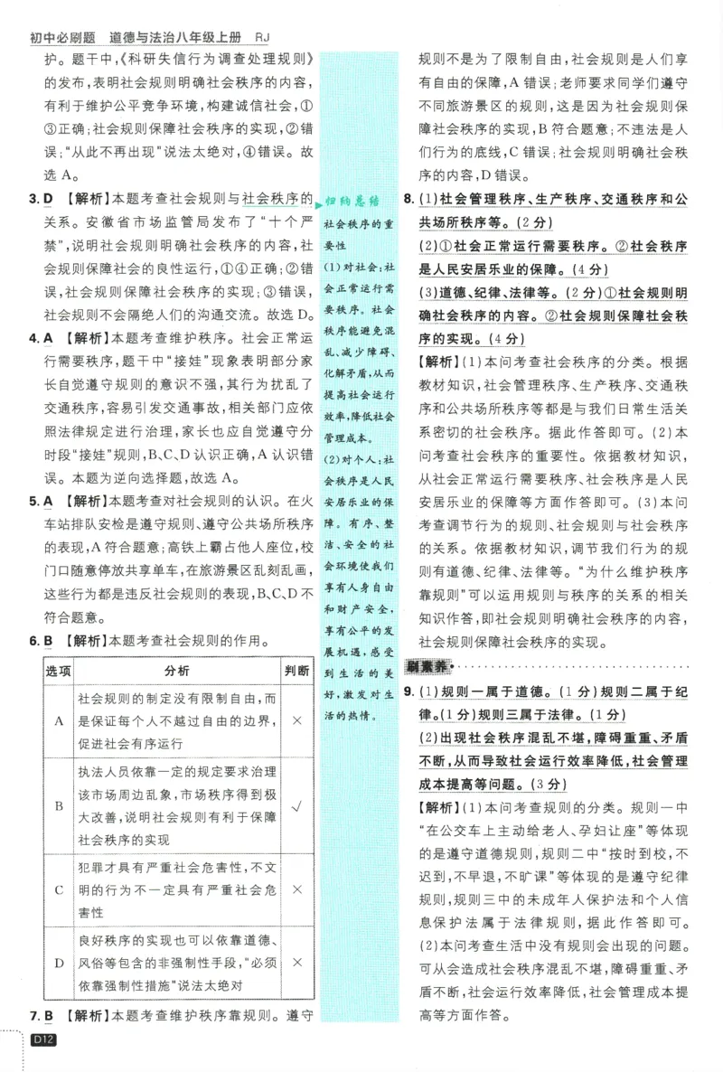 2025版《初中必刷题》道法RJ8上-批注式详答与详析_初中全科电子版试卷练习试题_25初中必刷题_2025版《初中必刷题》道法RJ8上