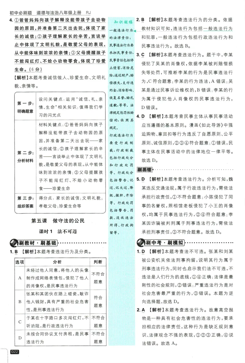 2025版《初中必刷题》道法RJ8上-批注式详答与详析_初中全科电子版试卷练习试题_25初中必刷题_2025版《初中必刷题》道法RJ8上