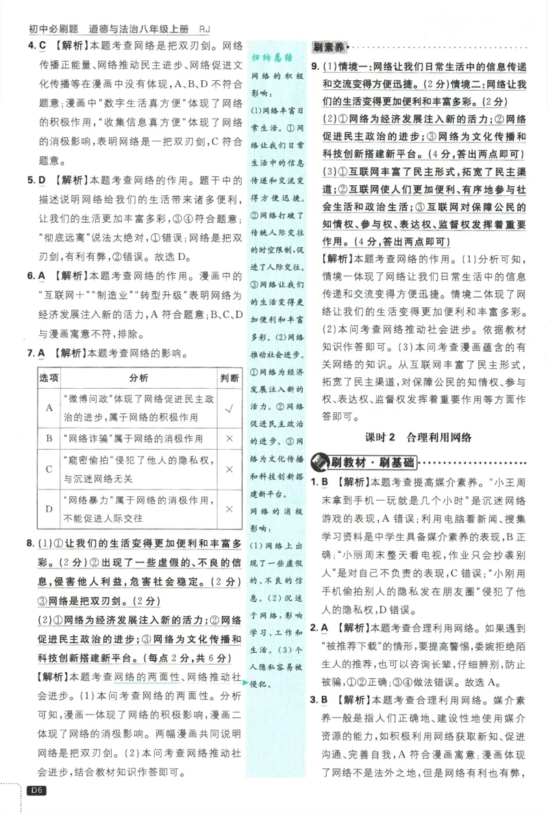 2025版《初中必刷题》道法RJ8上-批注式详答与详析_初中全科电子版试卷练习试题_25初中必刷题_2025版《初中必刷题》道法RJ8上