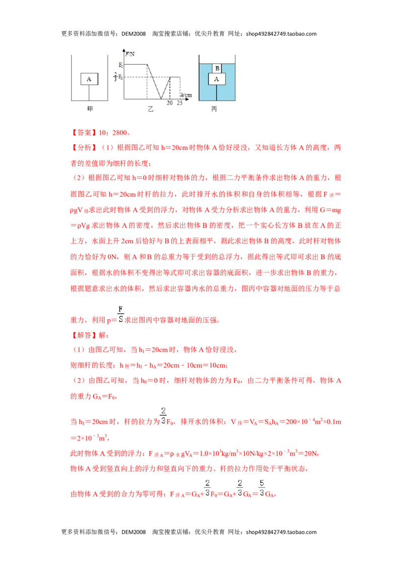 专题07力与压强压轴题类型培优（解析版）_初中全科电子版试卷练习试题_物理_8年级下册物理试题_人教版物理八年级下专项练习（029份）