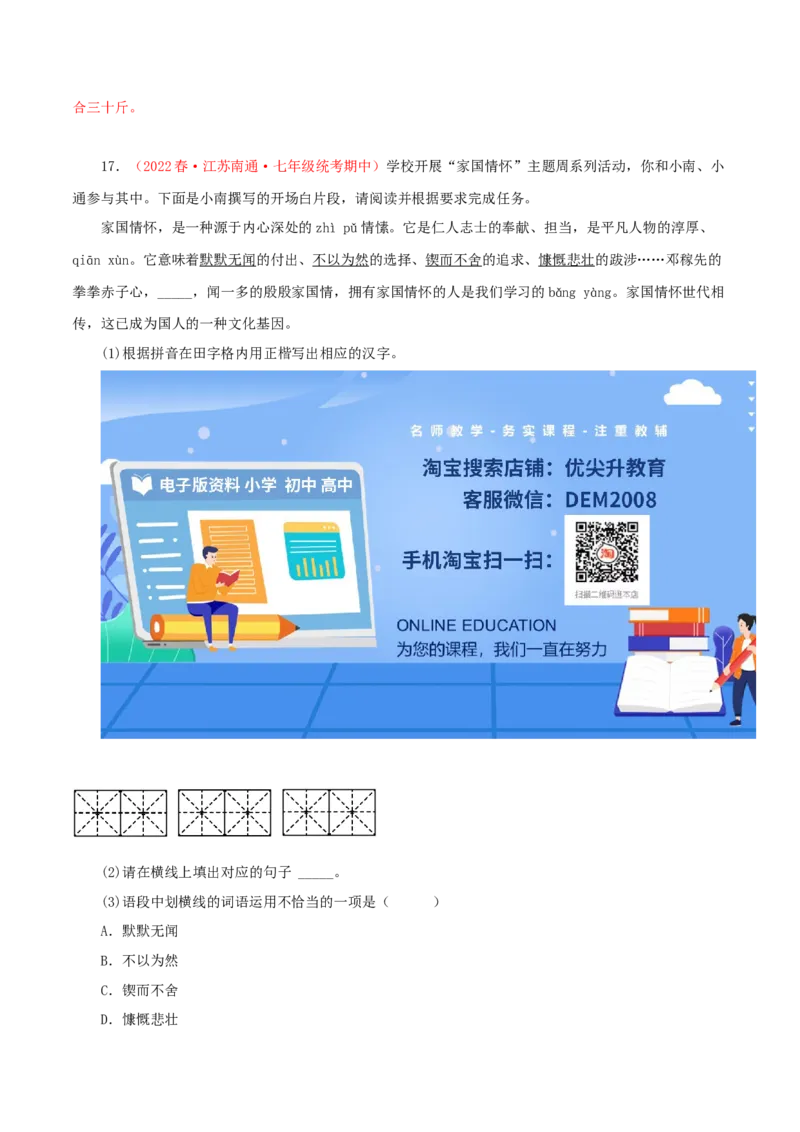 专题06：基础知识综合（专题过关）-七年级语文下学期（部编版）（解析版）_初中全科电子版试卷练习试题_语文_7下初中部编版语文练习、试卷_部编语文七年级下专项练习（021份）