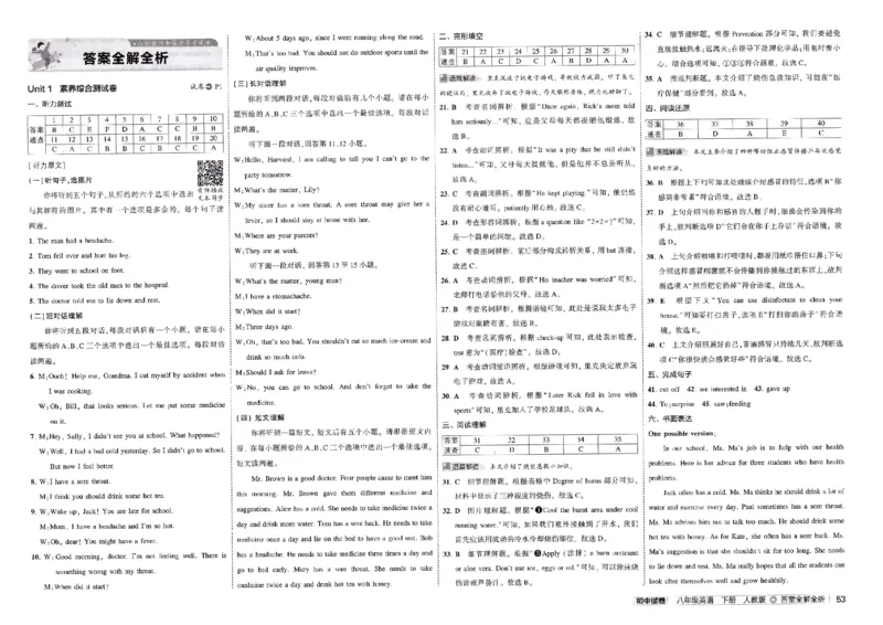2025春53初中试卷英语人教版8年级下册_初中全科电子版试卷练习试题_初中全科《53中考试卷》2025版（多版本）_2025春53初中试卷8年级下册人教版(1)
