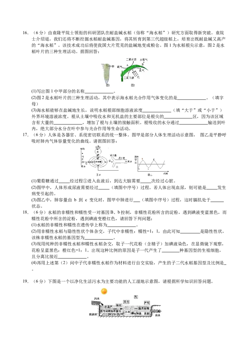 生物（广西卷）（考试版A4）_初中全科电子版试卷练习试题_生物_2024中考模拟题生物(1)_一模_生物（广西卷）-2024年中考第一次模拟考试