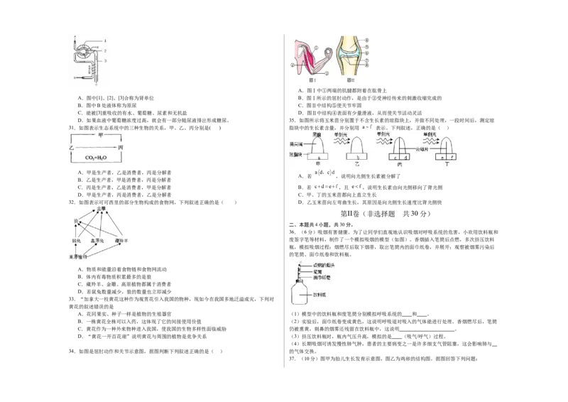 生物（海南卷）（考试版A3）_初中全科电子版试卷练习试题_生物_2024中考模拟题生物(1)_三模（37套）_生物（海南卷）