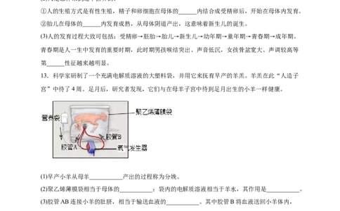 第一单元人的由来（提分小卷）-单元测试（人教版）（原卷版）_初中全科电子版试卷练习试题_生物_生物人教版7下练习_人教生物7年级下单元试卷33份