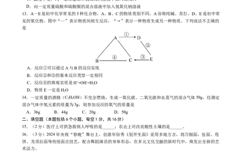 化学（河南卷）（考试版A4）_初中全科电子版试卷练习试题_化学_2024中考模拟题化学(1)_三模（36套）_化学（河南卷）