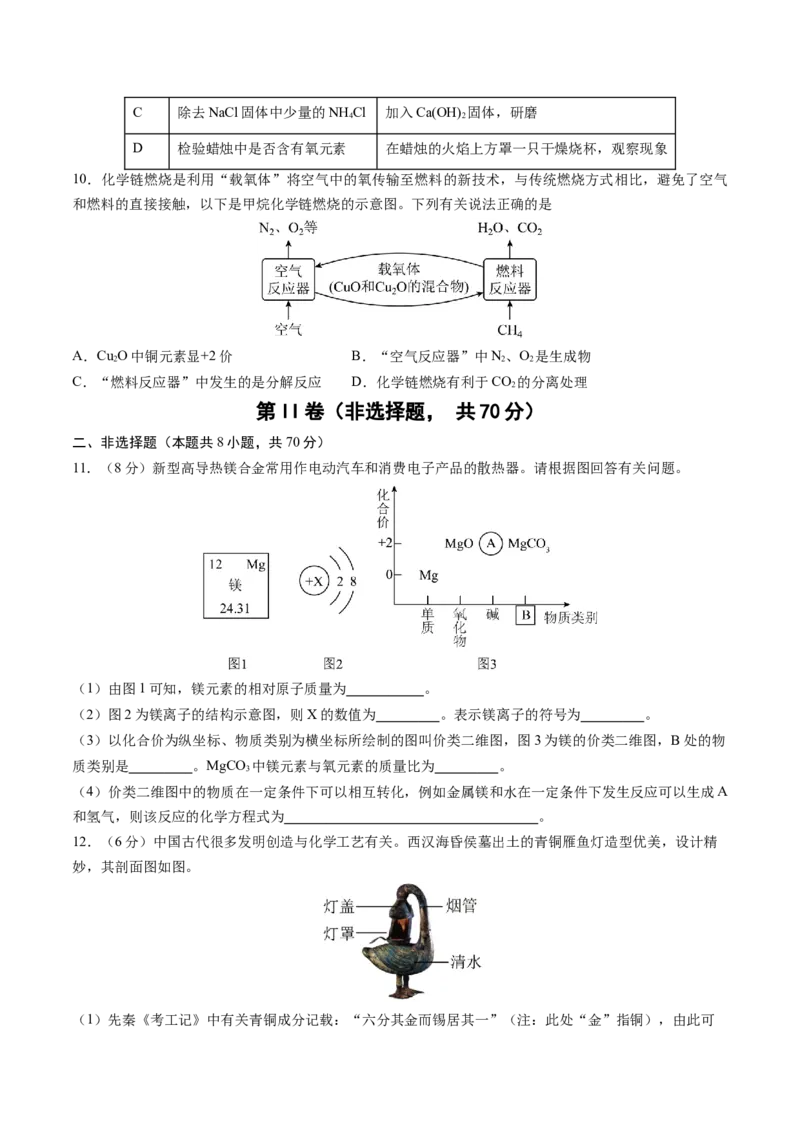 化学（福建卷）（考试版A4）_初中全科电子版试卷练习试题_化学_2024中考模拟题化学(1)_三模（36套）_化学（福建卷）