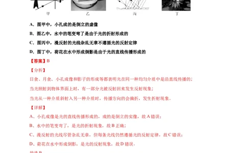 月考02物态变化和光现象（解析版）_初中全科电子版试卷练习试题_物理_8年级上册物理试题_人教版物理八年级上月考试卷（010份）