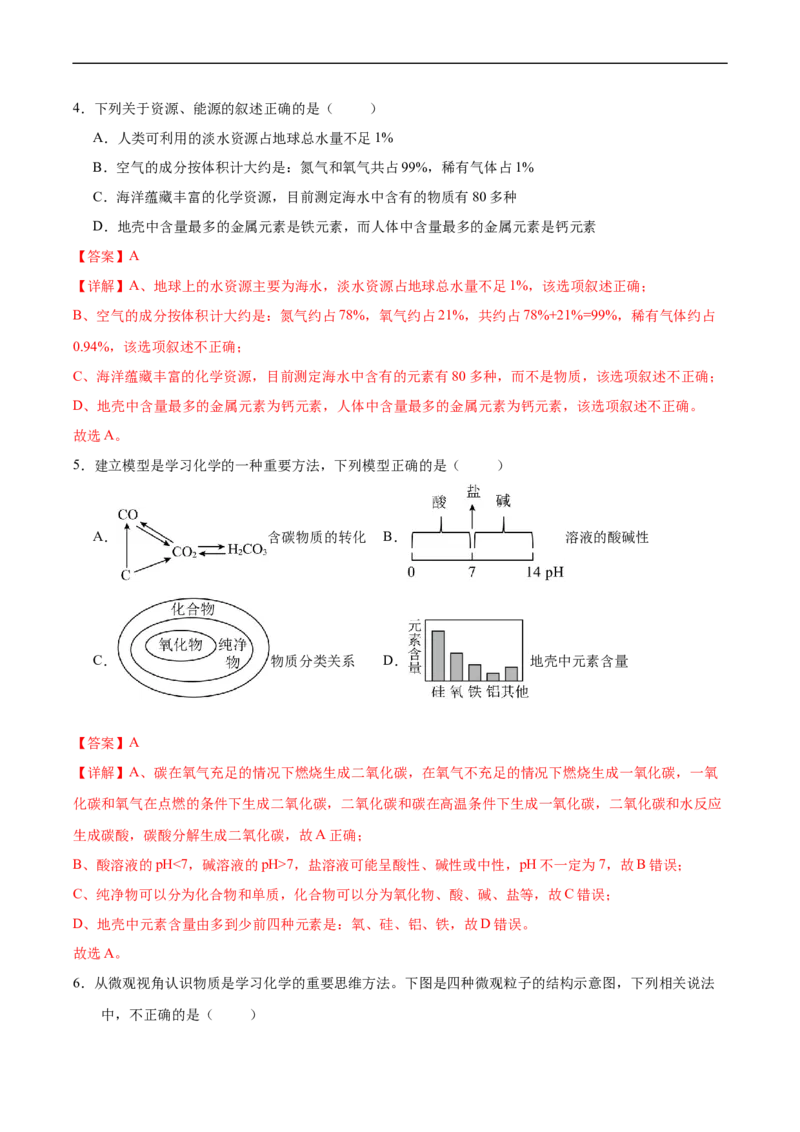 化学（呼和浩特卷）（全解全析）_初中全科电子版试卷练习试题_化学_2024中考模拟题化学(1)_三模（36套）_化学（呼和浩特卷）