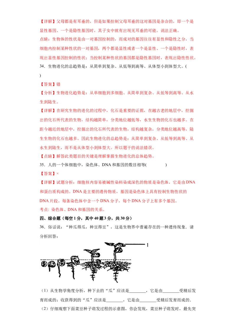 卷02-八年级生物下学期期末综合测试卷（人教版）（解析版）_new_初中全科电子版试卷练习试题_生物_生物8下练习_人教生物8年级下期末试卷12份