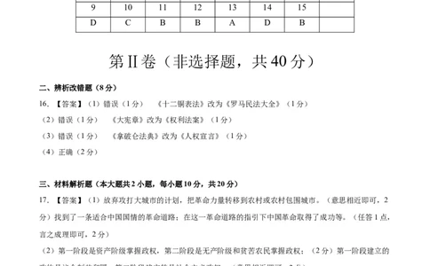历史（安徽卷）（参考答案及评分标准）_初中全科电子版试卷练习试题_历史_2024中考模拟题历史(1)_一模_历史（安徽卷）-2024年中考第一次模拟考试