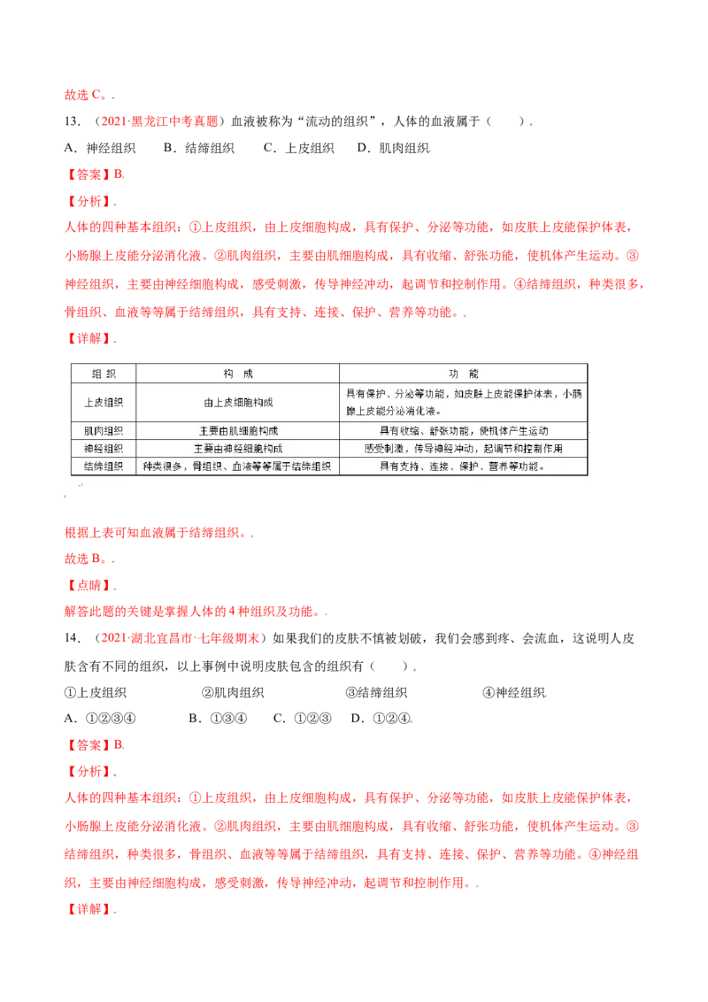 第02单元第02章细胞怎样构成生物体单元测试（A卷劣实基础）（解析版）_初中全科电子版试卷练习试题_生物_生物人教版7上练习&mdash;24新版已更新_人教生物7年级上单元试卷36份