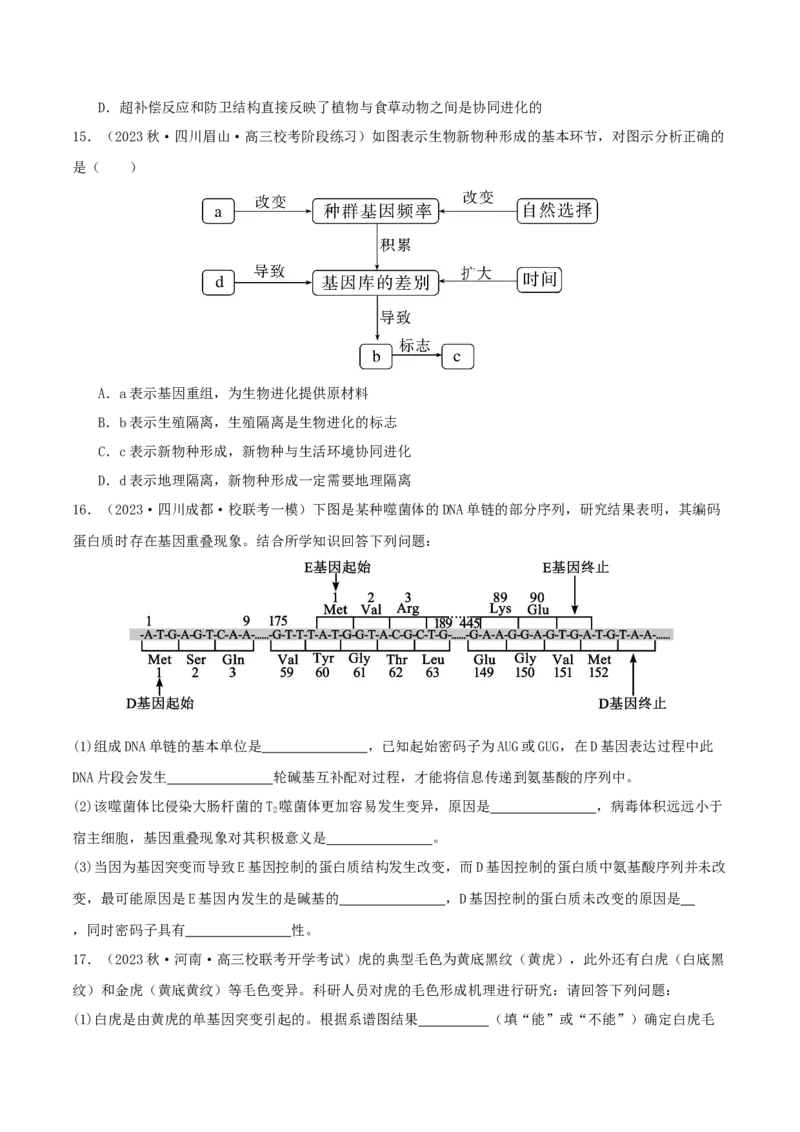专题综合练07变异与进化(原卷版)_新高考复习资料_2024年新高考复习资料_一轮复习资料_完备战2024年高考生物一轮复习考点帮（新高考）_必修2