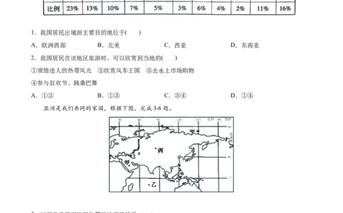 期末冲刺卷01-七年级地理下学期期末考点大串讲（人教版）（原卷版）_初中全科电子版试卷练习试题_地理_人教地理7下试题试卷_人教地理7年级下期末试卷08份