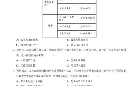 历史（吉林长春卷）（考试版A4）_初中全科电子版试卷练习试题_历史_2024中考模拟题历史(1)_三模（34套）_历史（吉林长春卷）