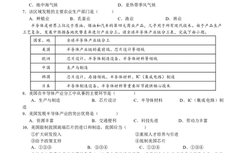 地理（陕西卷）（A4考试版）_初中全科电子版试卷练习试题_地理_2024中考模拟题地理(1)_一模_地理（陕西卷）-2024年中考第一次模拟考试