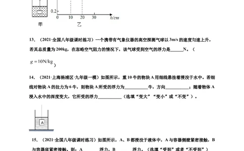 10.1浮力-2020-2021学年八年级物理下册课时同步练（人教版）（原卷版）_初物_人教版初中物理初二三同步讲义习题练习八九年级电子资料word素材_20250116_181533