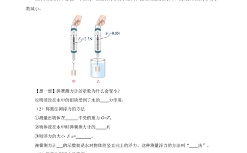 10.1浮力（导学案）-八年级物理下册同步备课系列（人教版）学生版_初物_2024人教版初中物理八九年级上下册课件教案PPT试题电子版资料_八年级下册教案_第十单元
