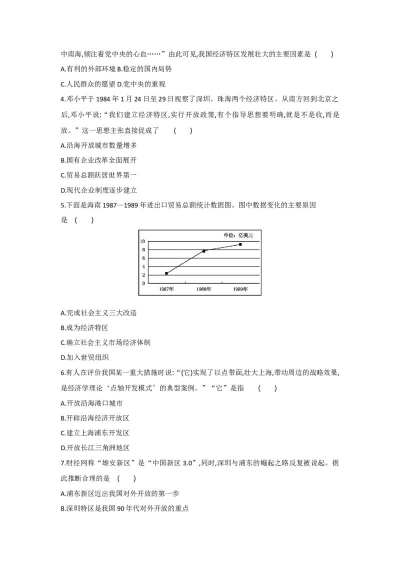 第9课对外开放课时练习部编版历史八年级下册_初中全科电子版试卷练习试题_历史_历史人教版8下试卷_部编人教版历史8年级下同步练习40份_同步练习（第一套）