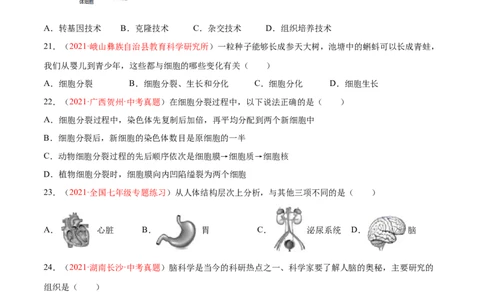 期中测试（B卷&middot;提升能力）（原卷版）_初中全科电子版试卷练习试题_生物_生物人教版7上练习&mdash;24新版已更新_人教生物7年级上期中试卷07份