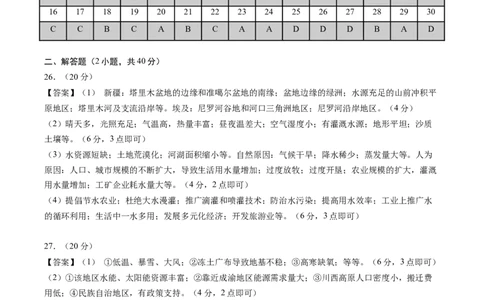 地理（广东卷）（参考答案及评分标准）_初中全科电子版试卷练习试题_地理_2024中考模拟题地理(1)_二模_地理（广东卷）-：2024年中考第二次模拟考试